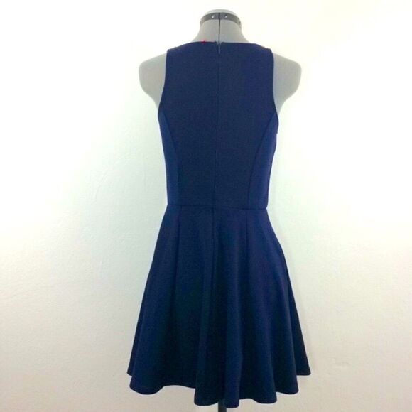 Eight Sixty Navy A Line dress with gold beaded collar - Picture 4 of 7